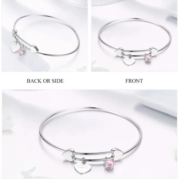 Pulsera rígida doble corazón