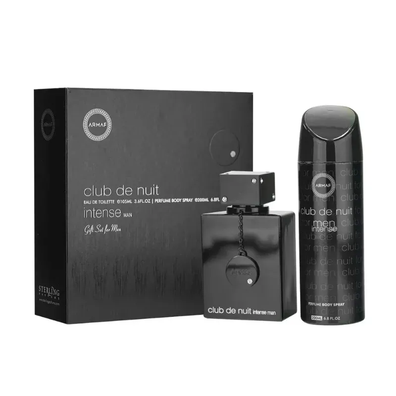 Set Club De Nuit Intense 2Pcs Gift Set for Men 6 oz EDT Spray 8 oz Body Spray