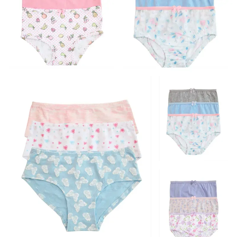 Set de Panties Infantiles Temática Flores/Frutas/Corazones/Mariposas