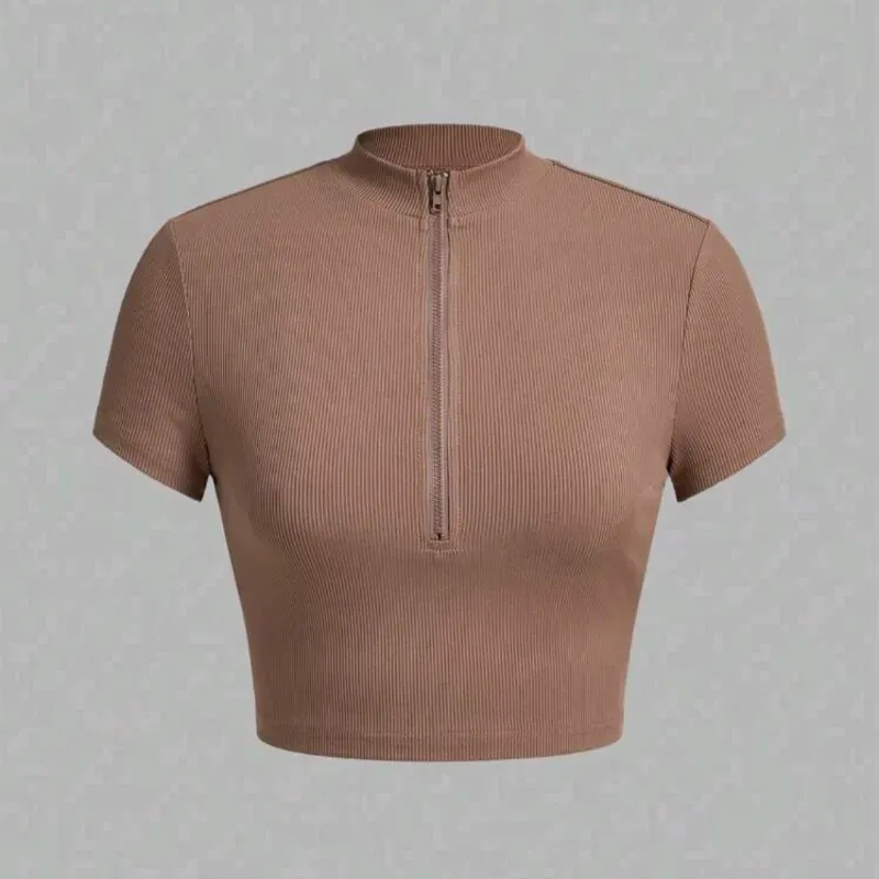  Camiseta con ziper — Beige