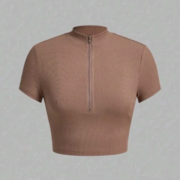  Camiseta con ziper — Beige