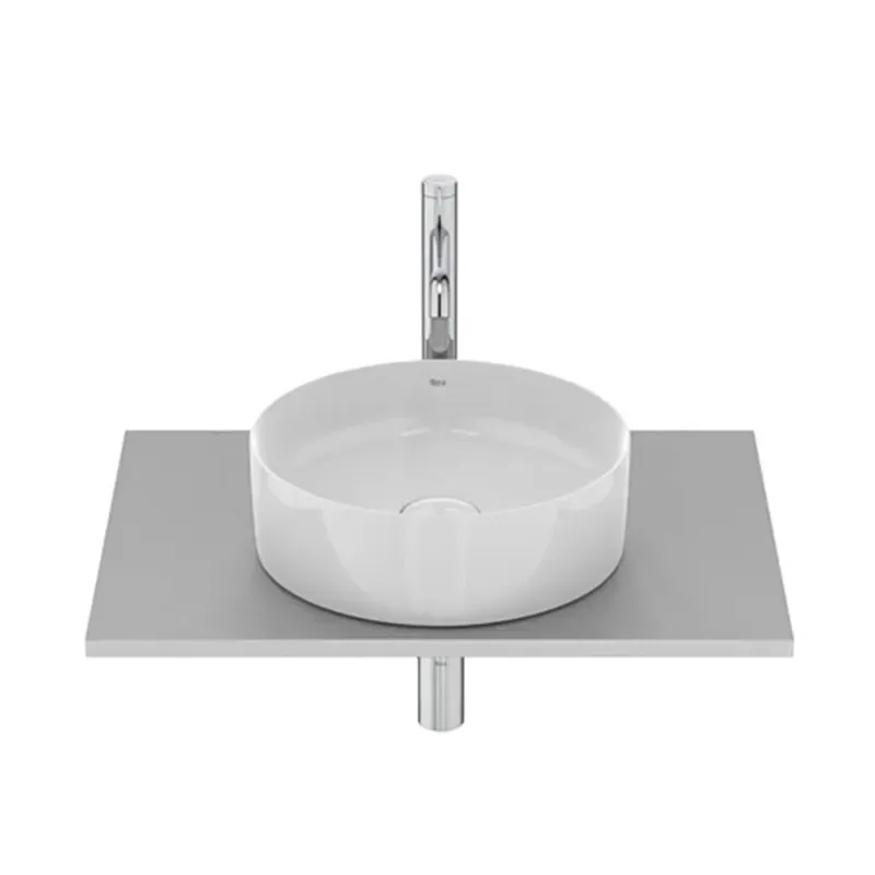 Lavabo blanco sobre-encimera (Diametro 390mm). Incluye desagüe