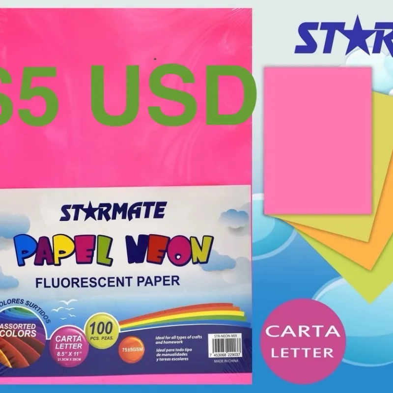 Papeles de colores neón 5 USD