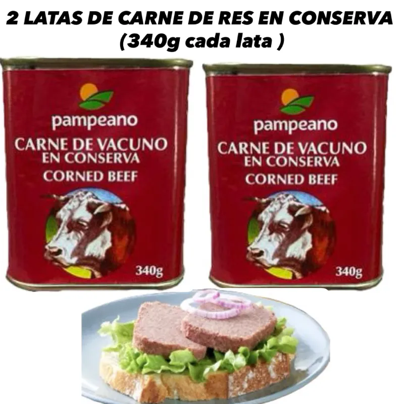 2 LATAS DE CARNE DE RES EN CONSERVA(340g cada lata)