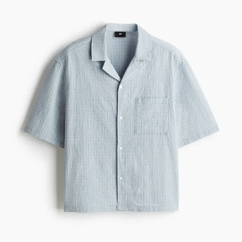 Camisa Azul De Mangas Cortas