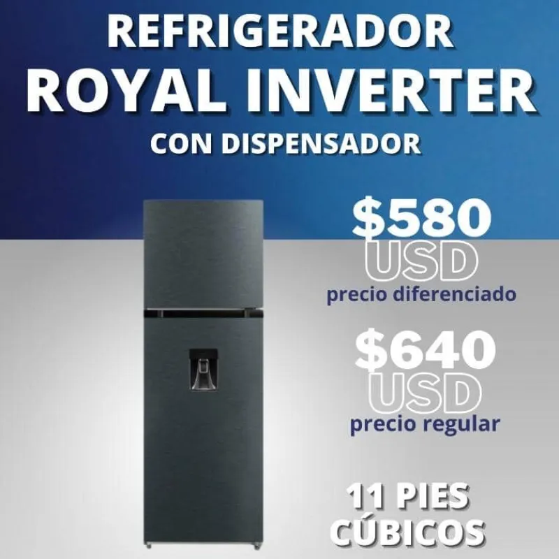 REFRIGERADOR ROYAL INVERTER CON DISPENSADOR