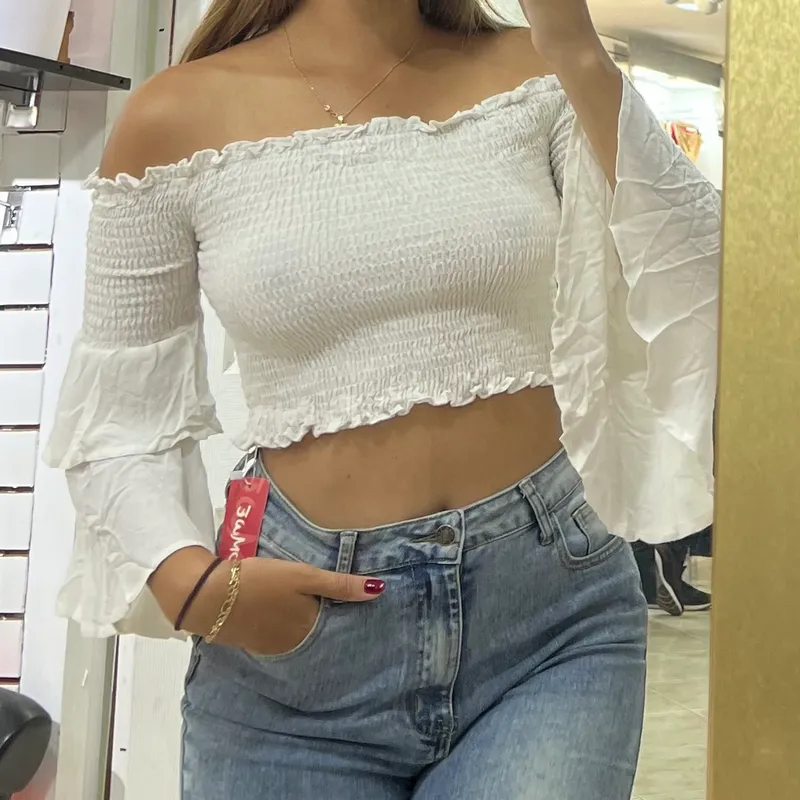 Blusa Blanca Manga Campana