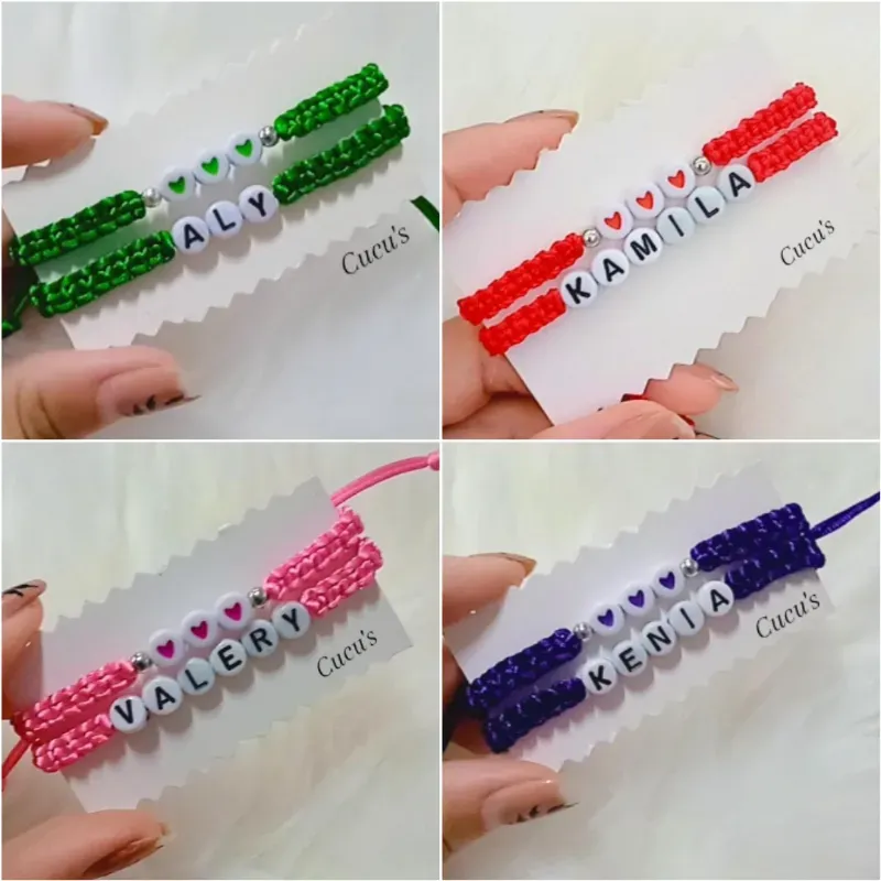 Pulseras doble con nombre y ❤️