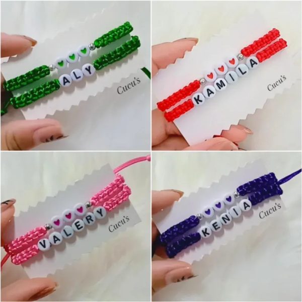 Pulseras doble con nombre y ❤️