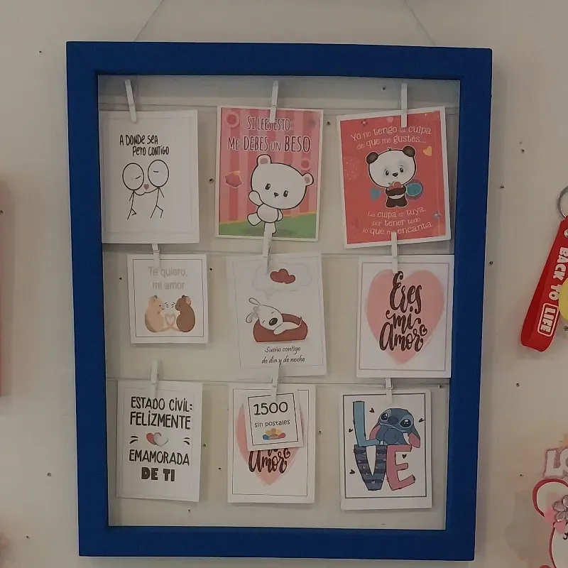 Cuadro para 9 fotos azul