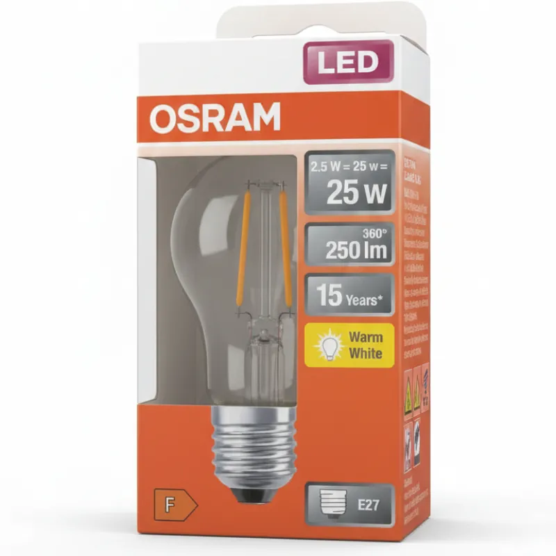 Lámpara LED de reemplazo, diseño clásico A25 2,5W/2700K, casquillo E27
