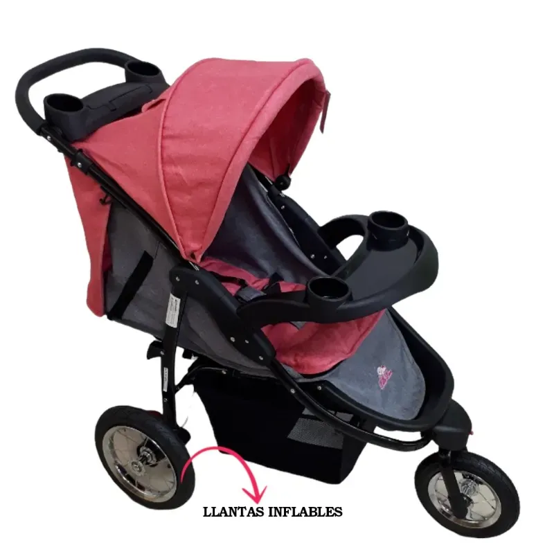 Coche de Paseo Infantil Rojo con Llantas Inflables