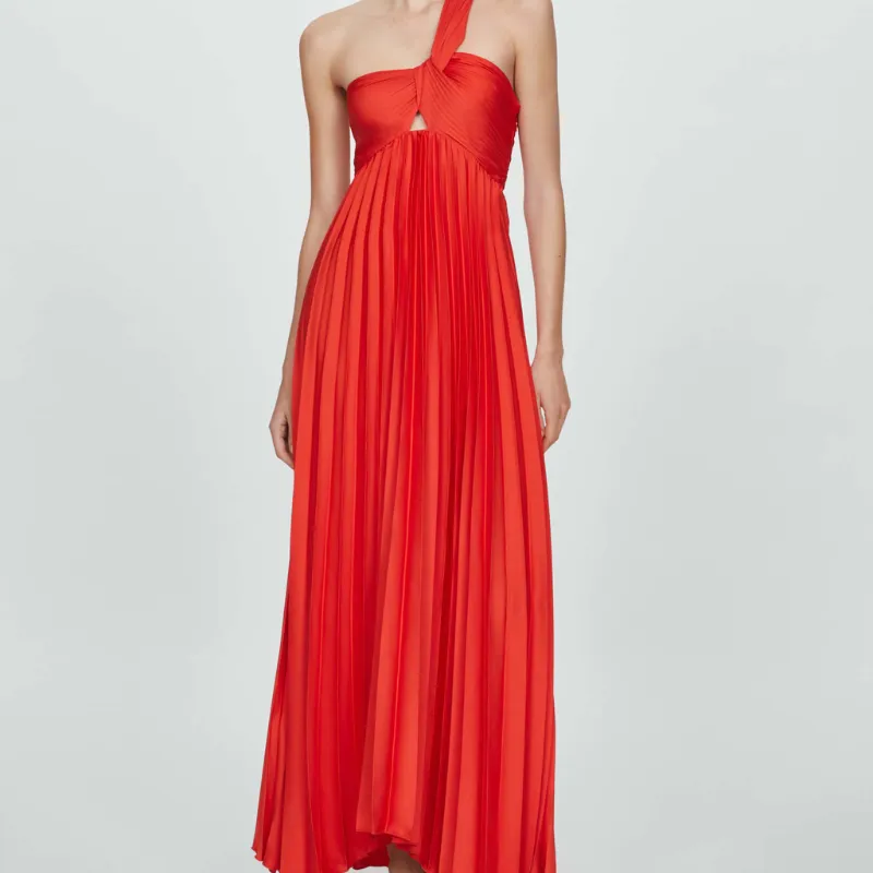 Vestido Plizado Bajo Asimétrico