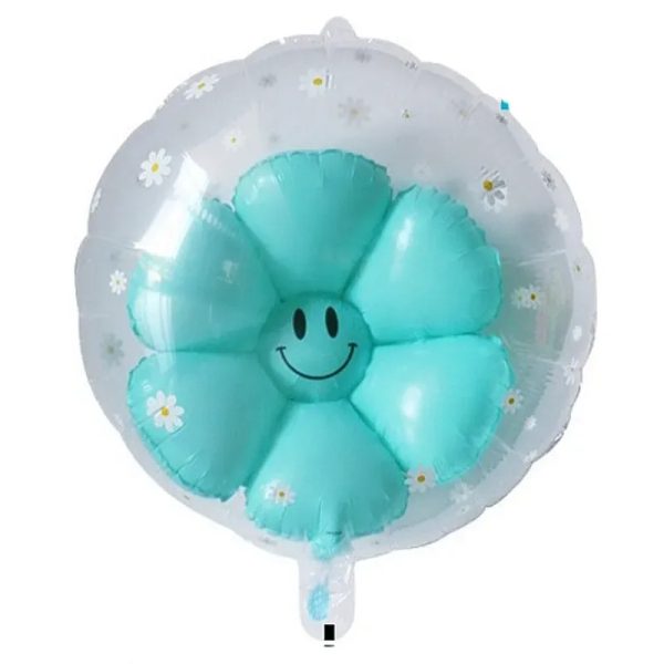 Globo burbuja con flor turquesa