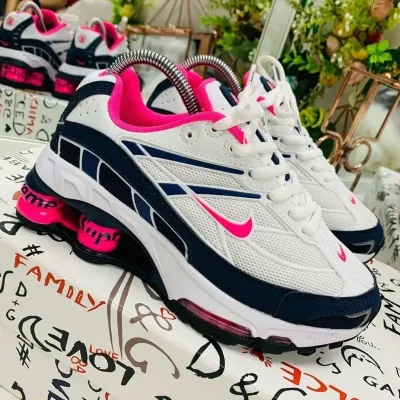 Nike Shox 4 Muelles Azules Blancas y Rosadas