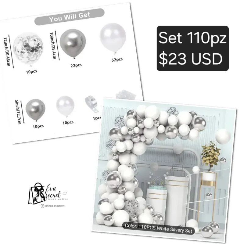 Set 110pz de globos para cumpleaños