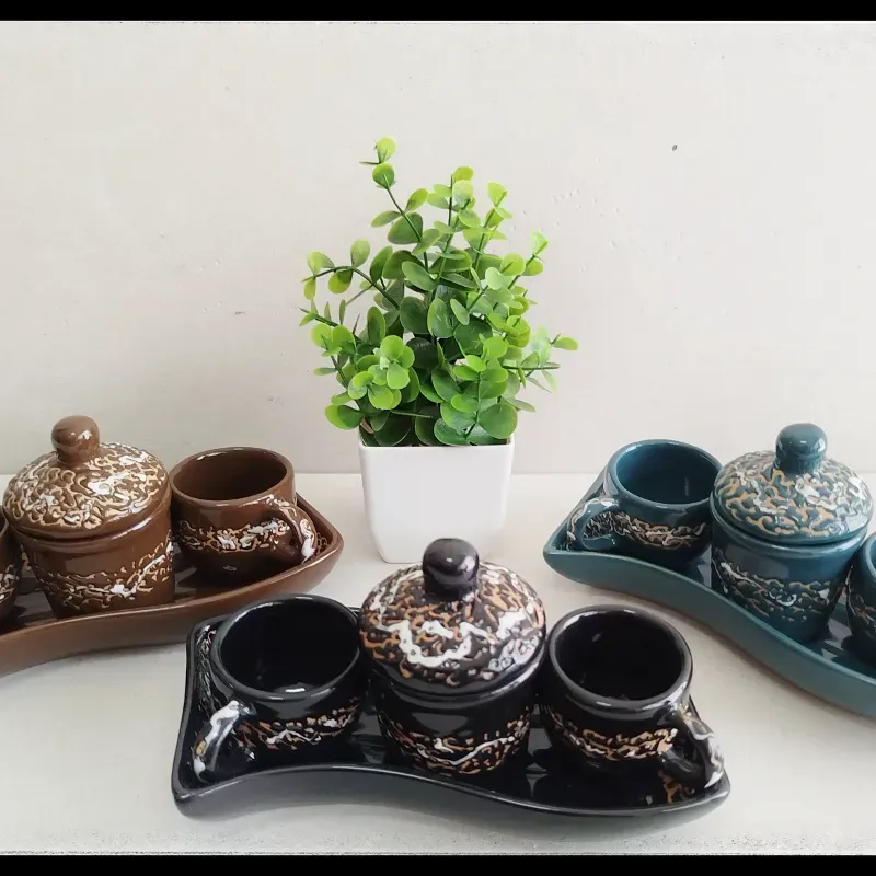 Set bandeja + azucarera + 2 tazas