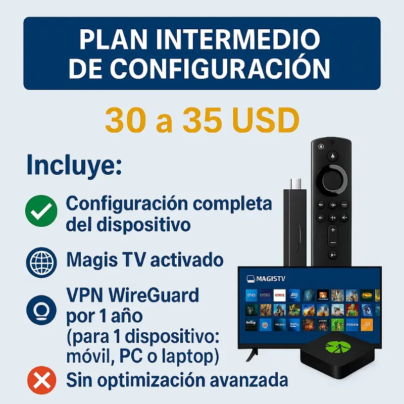  CONFIGURACION PLAN INTERMEDIO – Configuración + Magis TV + VPN 1 Año