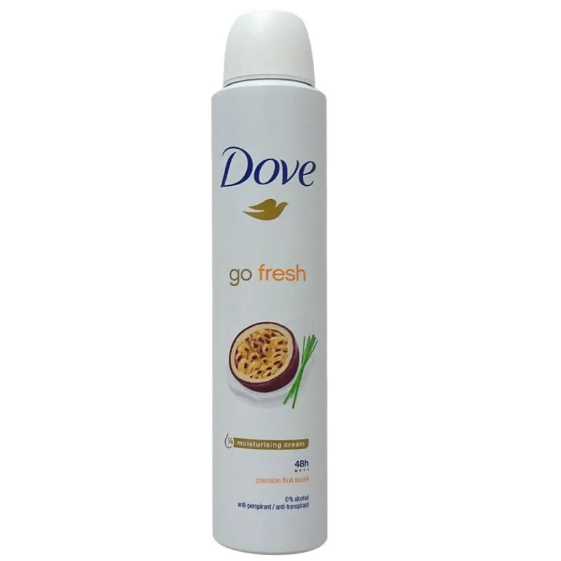Dove desodorante spray Go fresh passion fruit.
