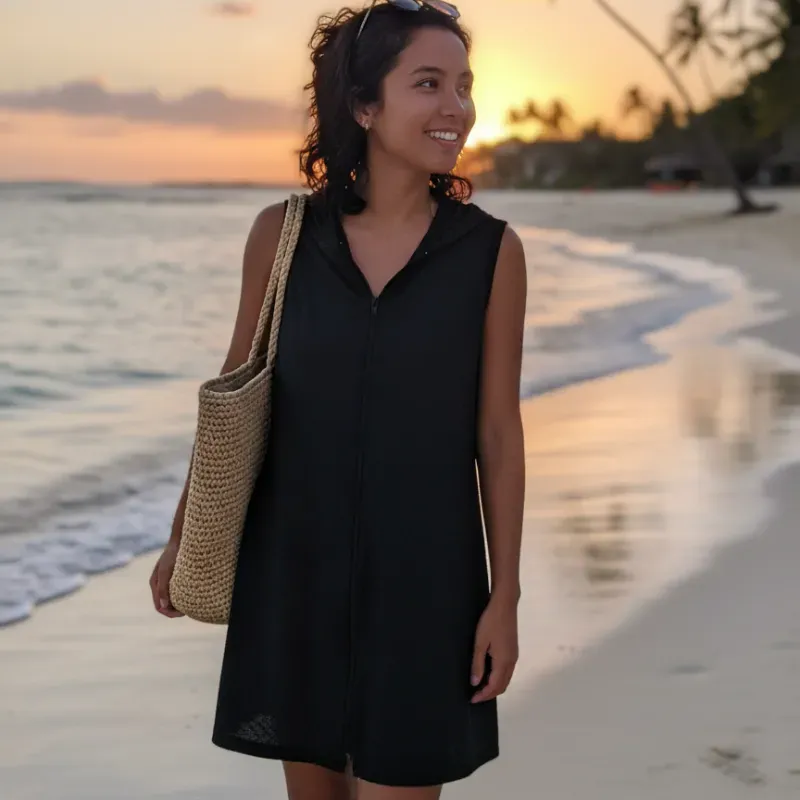 Vestido desmangado playero