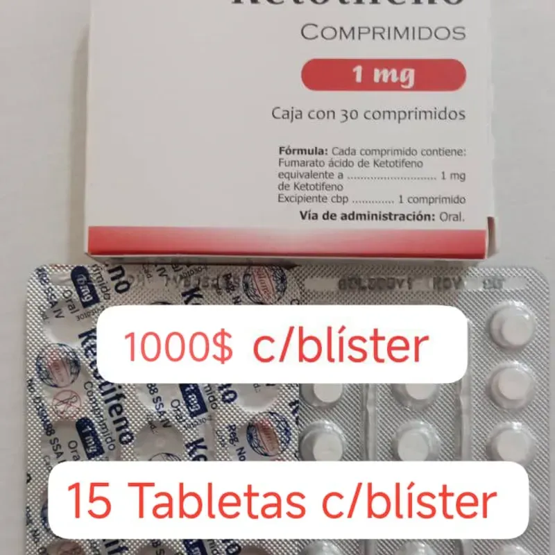 Ketotifeno de 1 mg de 15 Tabletas