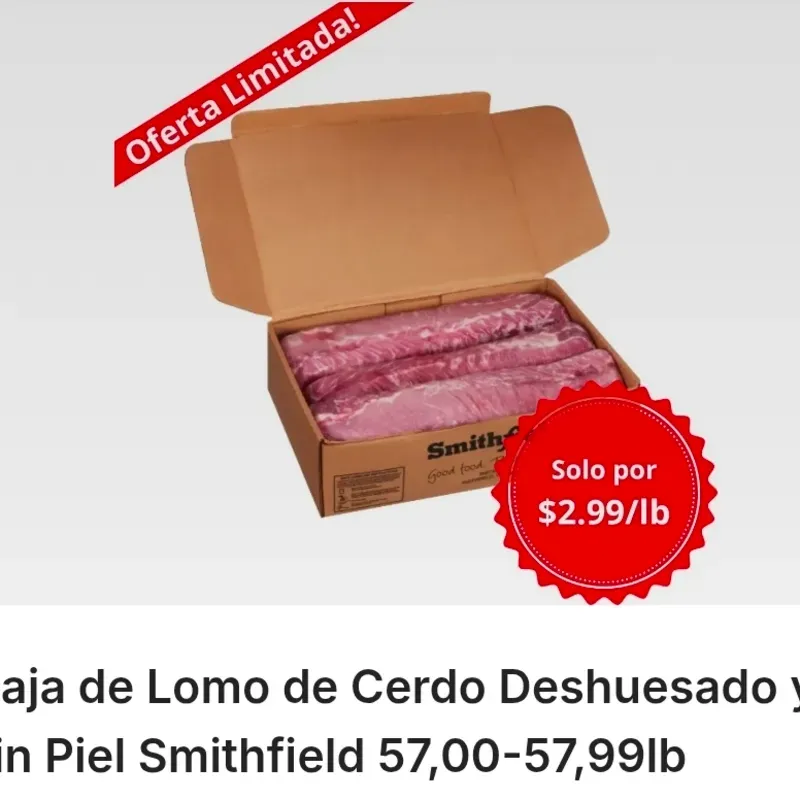 Caja de Lomo de Cerdo Deshuesado y sin Piel Smithfield 57,00-57,99lb
