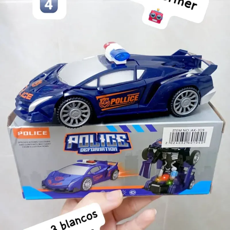 Transformer auto de policía pequeño. (17 cm de largo)