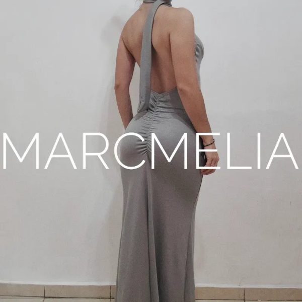 VESTIDO VERO GRIS (CORRUGADO Y ABERTURA TRASERA)