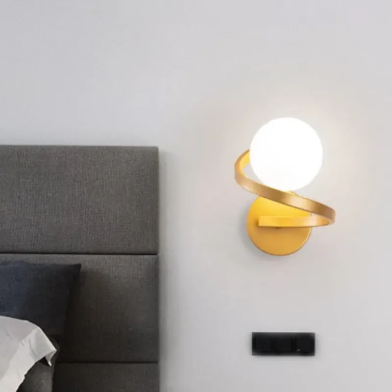 Lámpara de pared de arte moderno simple nórdico con diseño de bola redonda