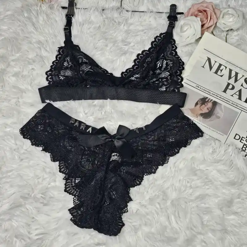 Conjunto de tanga ancho de encaje con lazo + ajustador de encaje (PERSONALIZADO)