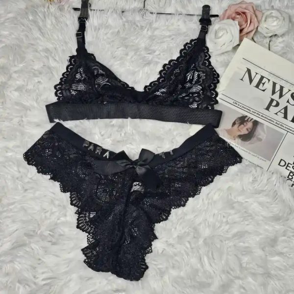 Conjunto de tanga ancho de encaje con lazo + ajustador de encaje (PERSONALIZADO)