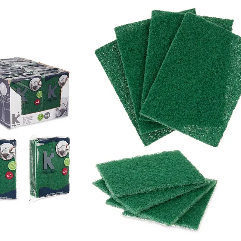 Set 4 estropajos verdes fibra extra