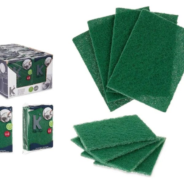 Set 4 estropajos verdes fibra extra