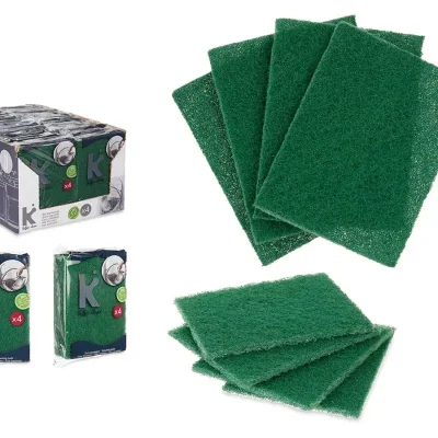 Set 4 estropajos verdes fibra extra