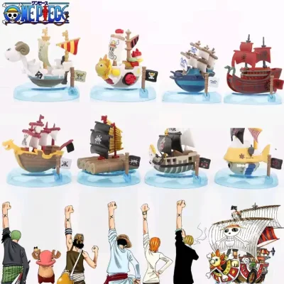Set de 8 barcos de la serie de anime y manga ONE PIECE.