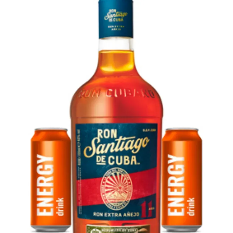 RON SANTIAGO 11 AÑOS + 2 ENERGIZANTES