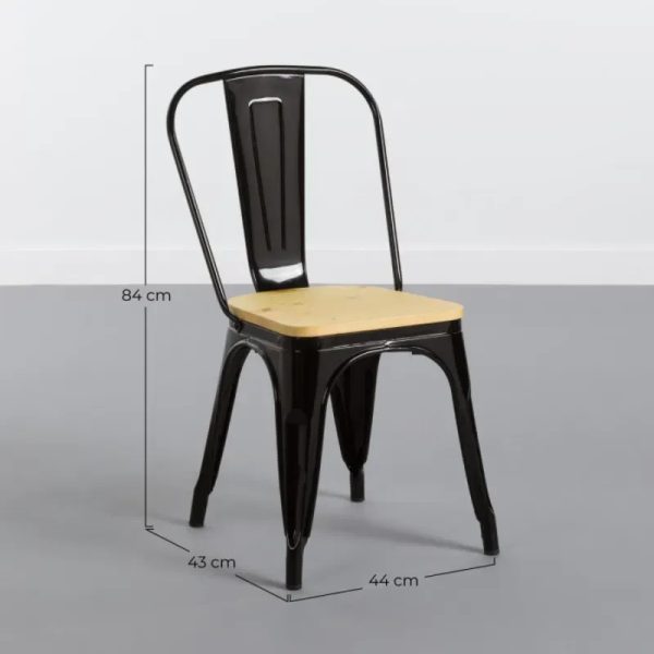 Silla Industrial Strong con Asiento de Madera