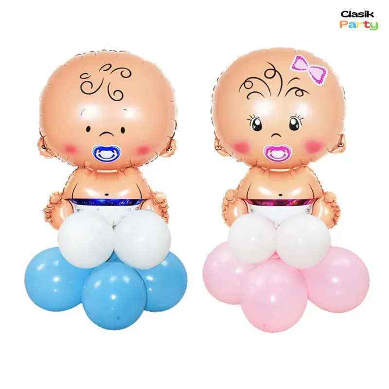 Set de globos + bebé inflable (9 piezas)