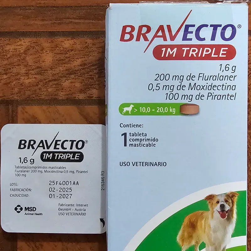 BRAVECTO 1M TRIPLE 1.6 g (10 a 20 KG)
