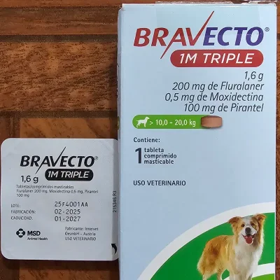 BRAVECTO 1M TRIPLE 1.6 g (10 a 20 KG)