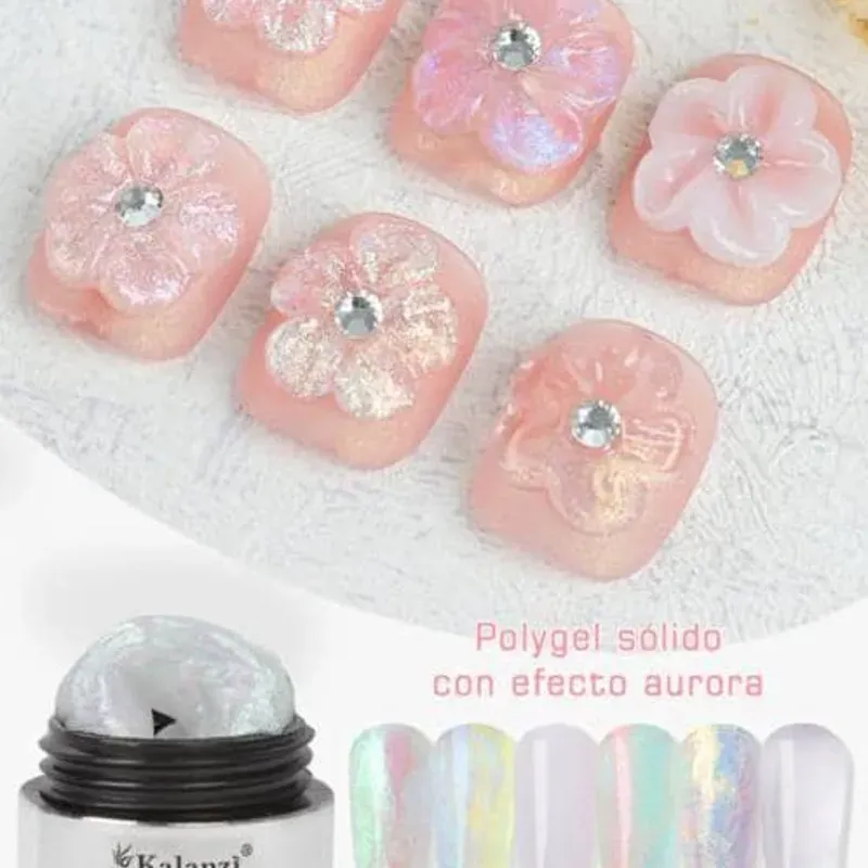 Polygel sólido con efecto aurora