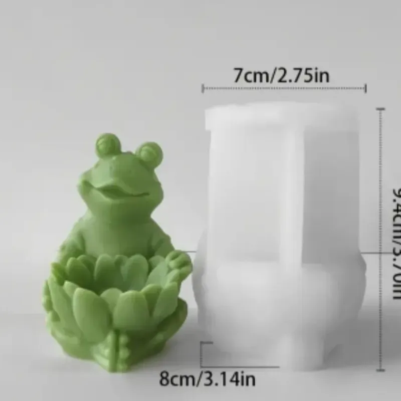 Portavelas de yeso. Rana con flor