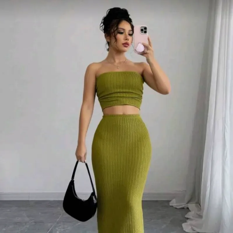 Conjunto de saya de tope verde