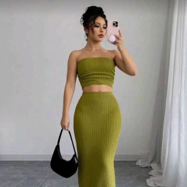 Conjunto de saya de tope verde