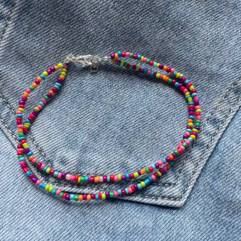 Tobillera doble de mostacillas