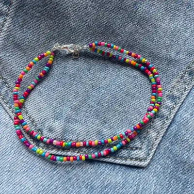 Tobillera doble de mostacillas