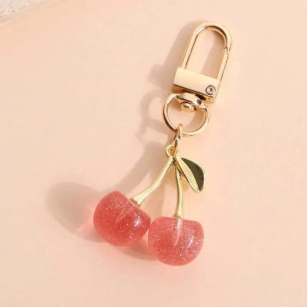 Llavero de Cherry rosa & dorado pequeño