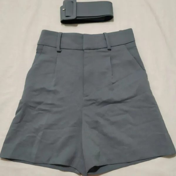 Shorts gris con cinto,