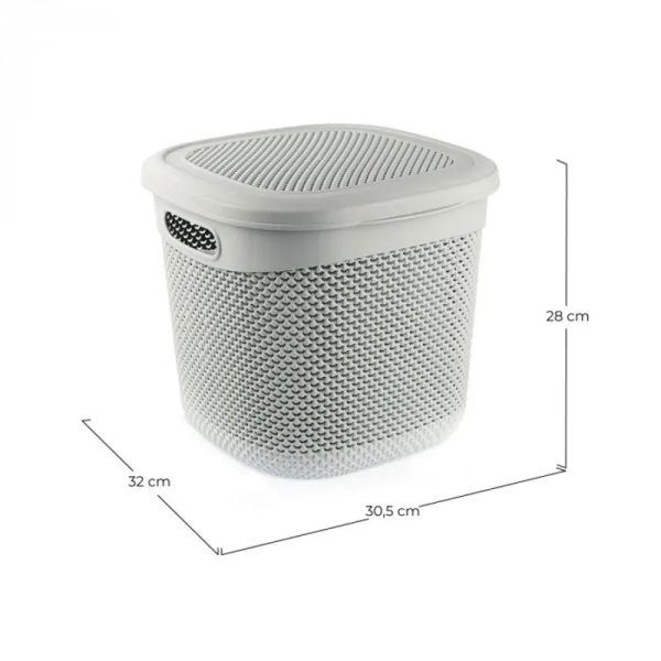 CESTA RESINA CUADRADA C/ASAS C/TAPA GRIS