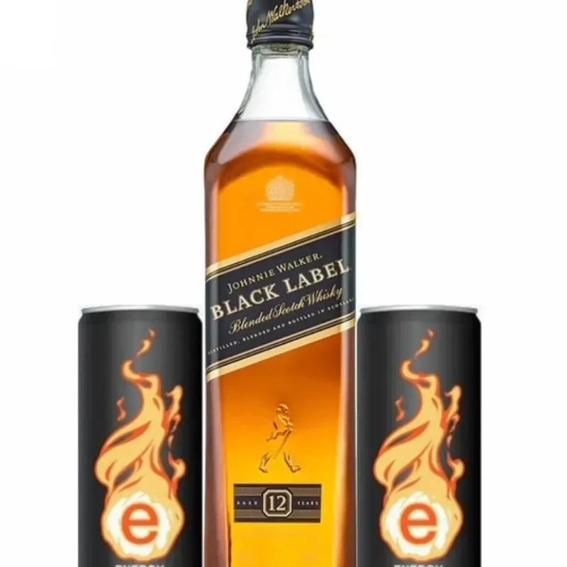 WHISKY JOHNNIE WALKER BLACK LABEL + 2 ENERGETICO